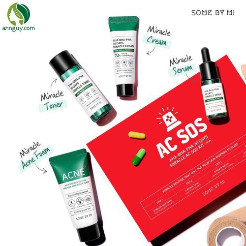 Hàng Hàn- Bộ dưỡng hỗ trợ giảm mụn &quot;Thần Kỳ&quot; Trong 30 Ngày Some By Mi Miracle AC SOS Kit