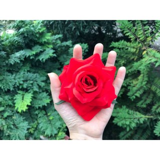 Đầu bông hoa hồng nhung lụa .