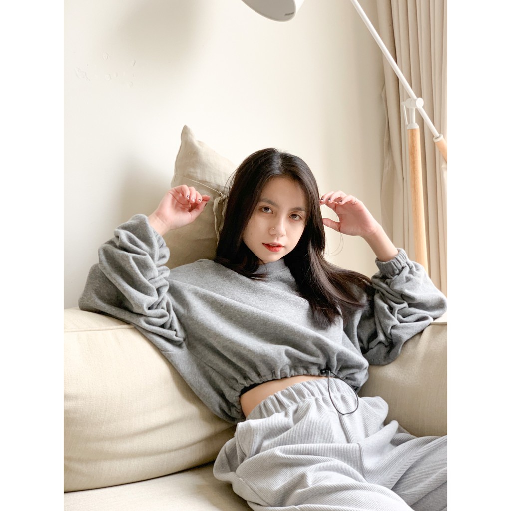 Áo nỉ bông rút dây dáng ngắn TKP117 LOLLIE STUDIO