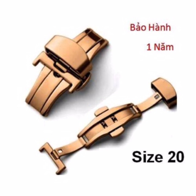 Khoá bướm đồng hồ thép không gỉ size 20 mm dùng dây da size 22