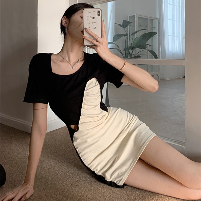 Đầm Tay Ngắn Dáng Ôm Thiết Kế Độc Đáo Thời Trang Quyến Rũ Cho Nữ