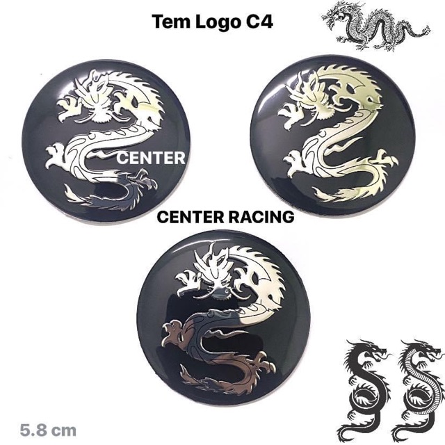 Tem nhôm logo 3D Rồng Đen C5