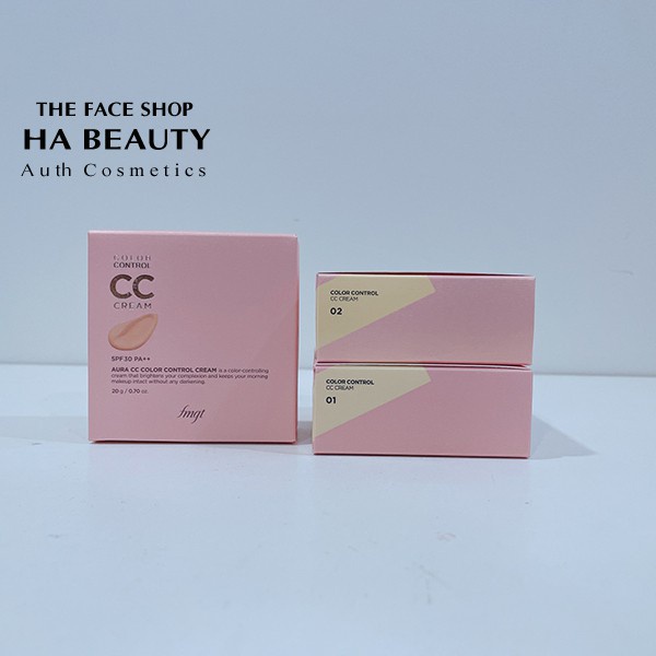 Kem nền trang điểm chống nắng SPF30 PA++ nâng tone sáng da Aura CC Cream The Face Shop 20g