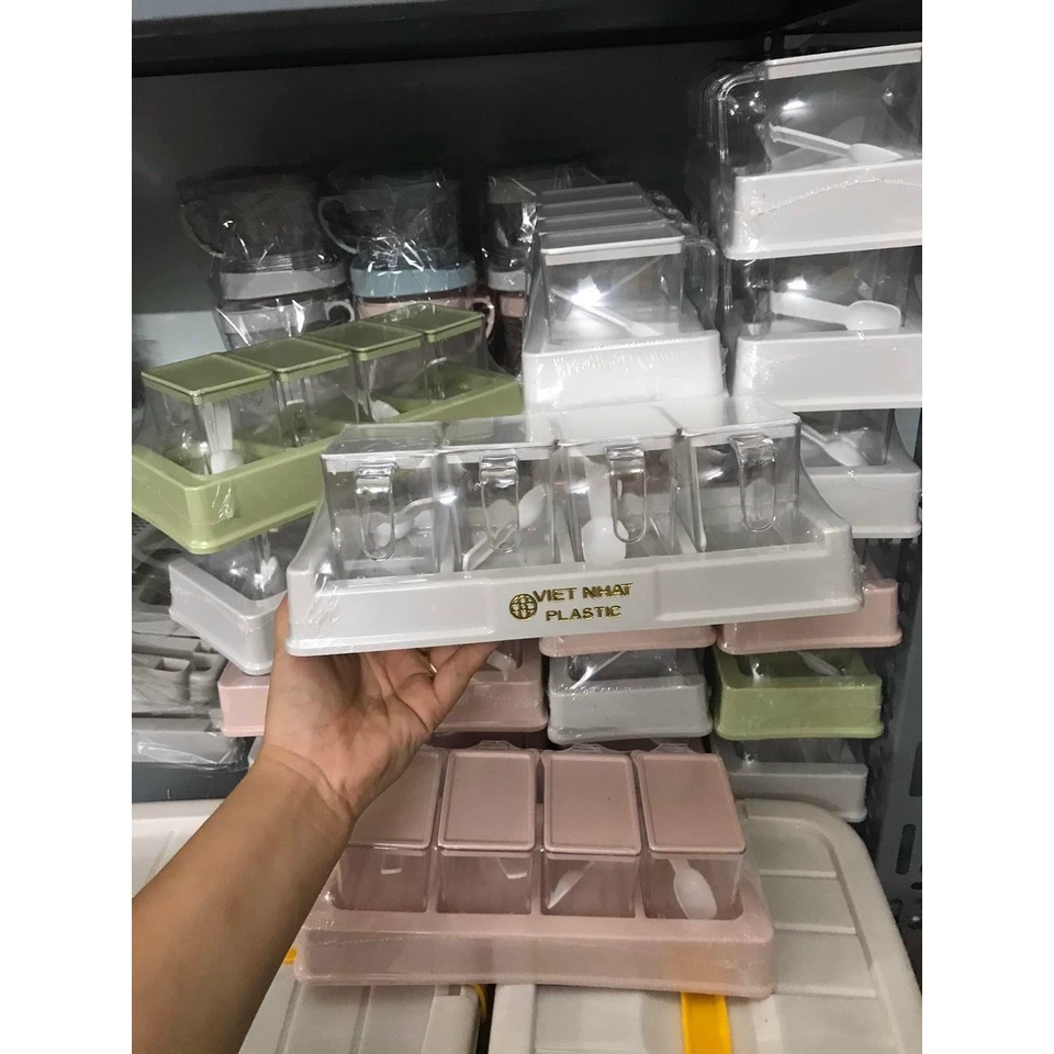 BỘ 4 HỘP ĐỰNG GIA VỊ VIỆT NHẬT