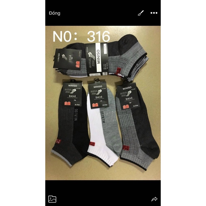 PVN36639 Set 10 đôi tất nam thể thao cổ ngắn miniso T2 . . .