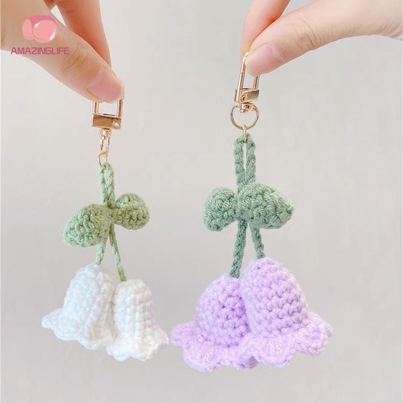 Móc Khóa Hình Hoa Lily Đan Len Thủ Công Nhiều Màu Sắc Sáng Tạo DIY
