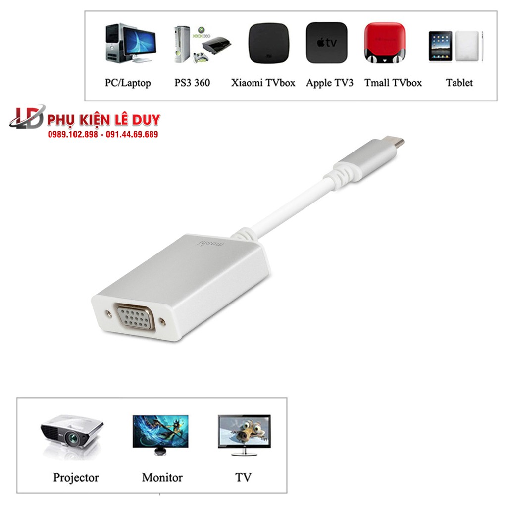 Cáp chuyển USB Type C sang  VGA giá rẻ