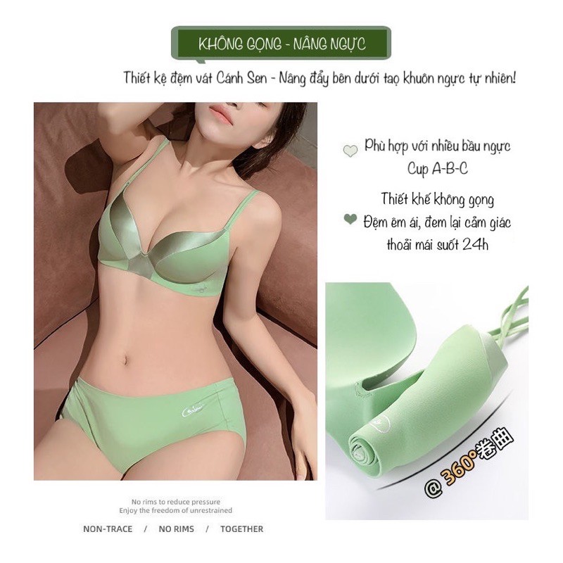 Áo Lót Đúc Su Phối Gấm Lụa Không Gọng Đệm Dày Nâng Ngực