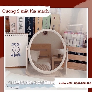 GƯƠNG ĐỂ BÀN XOAY 360 2 MẶT LÚA MẠCH