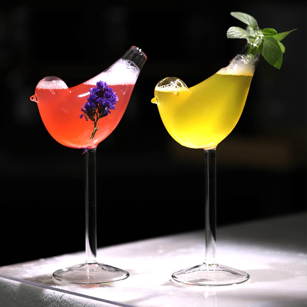 Ly thủy tinh uống rượu cocktail hình chú chim độc đáo trang trí quán bar mới