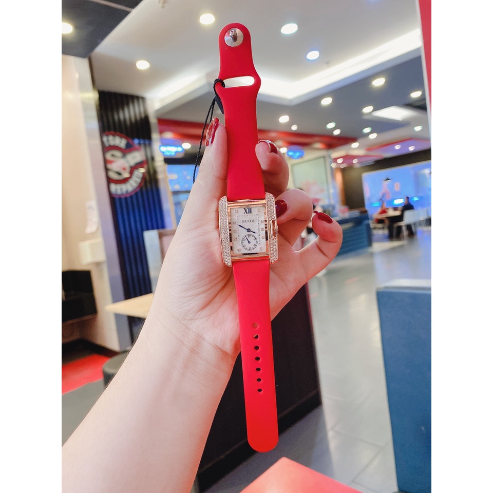 Đồng hồ nữ g.u.o.u quai silicol thông minh , mặt viền đá sang trọng, hình ảnh video tự chụp | BigBuy360 - bigbuy360.vn