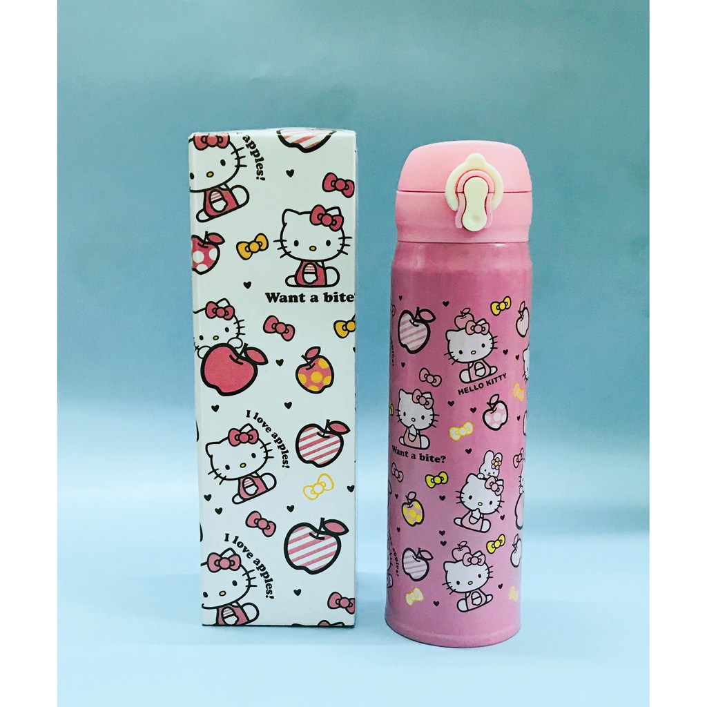 [GIÁ RẺ] BÌNH GIỮ NHIỆT NẮP BẬT HÌNH HELLO KITTY 500ML CUTE DÀNH CHO BÉ GÁI