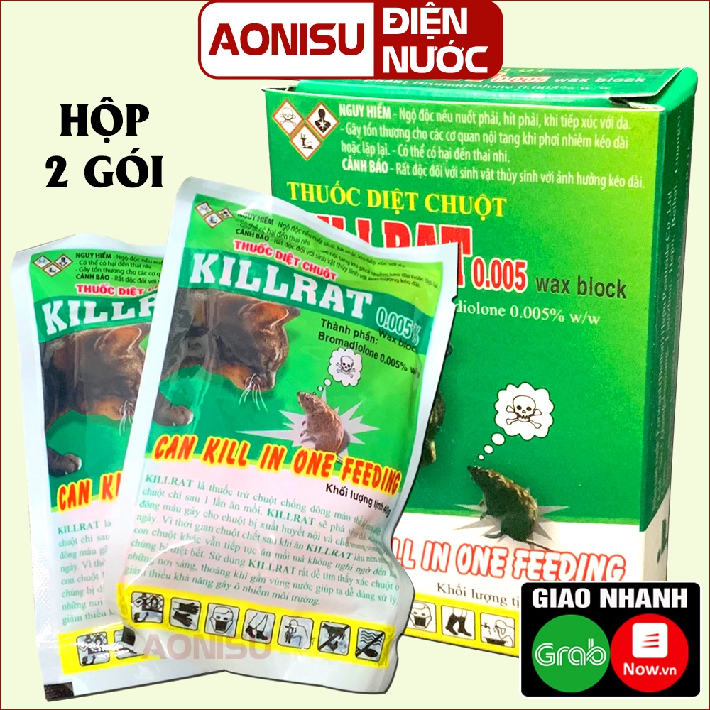 Thuốc Diệt Chuột Sinh Học Thế Hệ Mới KILLRAT HỘP 80G XANH LÁ Hàng Công Ty - Bả Chuột Cực Mạnh AONISU