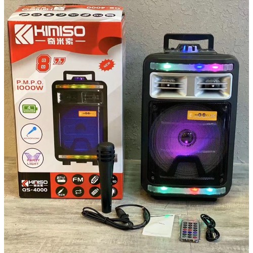 Loa kéo di động KARAOKE bluetooth KIMISO QS-4000 (Bass 8", 1 Micro có dây)