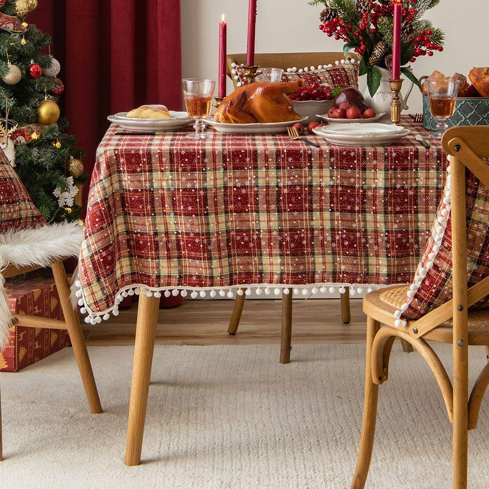 YIYU Khăn Trải Bàn Hình Vuông In Họa Tiết Caro Cổ Điển Trang Trí Bàn Ăn / Giáng Sinh