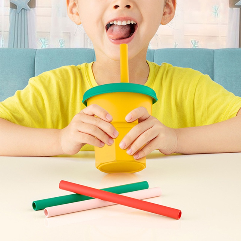 Cốc Uống Nước Silicone Có Ống Hút Gấp Gọn Chống Bụi Cho Trẻ Em