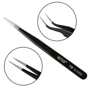 Nhíp Gắp Linh Kiện Điện Tử ESD, Nhíp Nhặt Lông Yến Siêu Nhọn VETUS Sơn Tĩnh Điện Cao Cấp