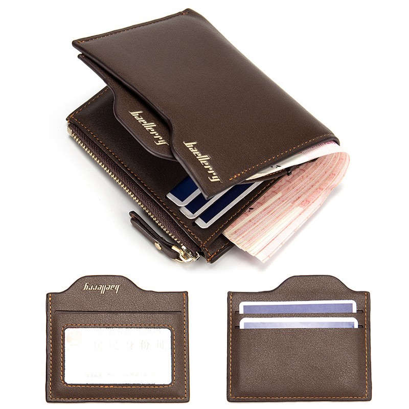 「COD」Baellerry Men's Zipper Wallet Short Multi-function Card Wallet