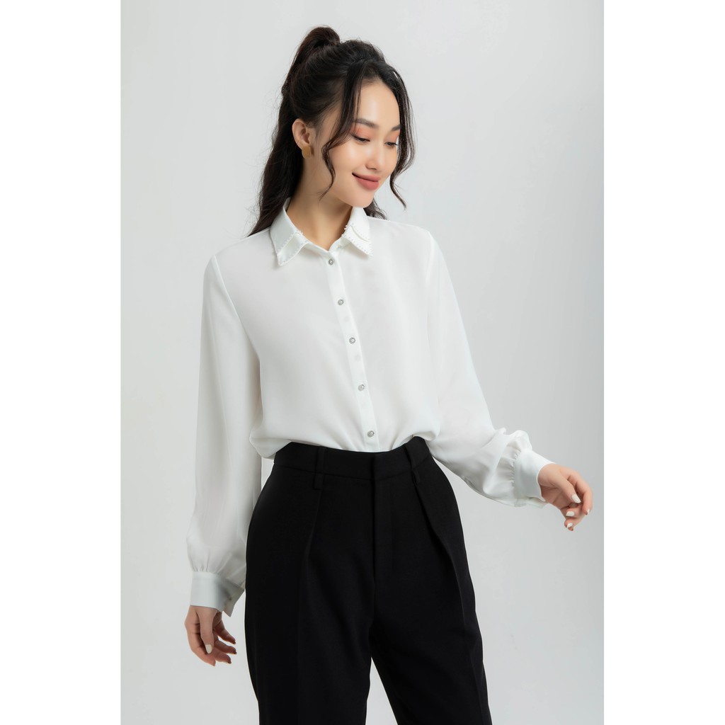 [NHẬP WABRTL5 GIẢM 10% TỐI ĐA 50K ĐH 250K ]Áo sơ mi cổ viền ngọc nữ IVY moda MS 17M6240