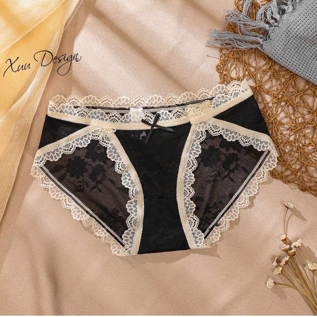Quần lót nữ ren gấm cao cấp XUU mềm mại thoáng khí phong cách sexy QC49