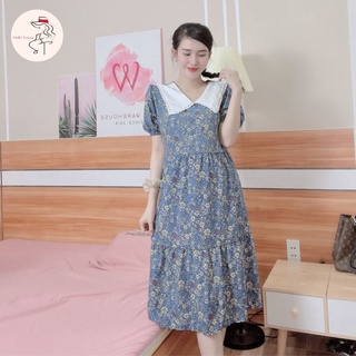 Đầm bầu hoa cổ sơ mi siêu xinh
