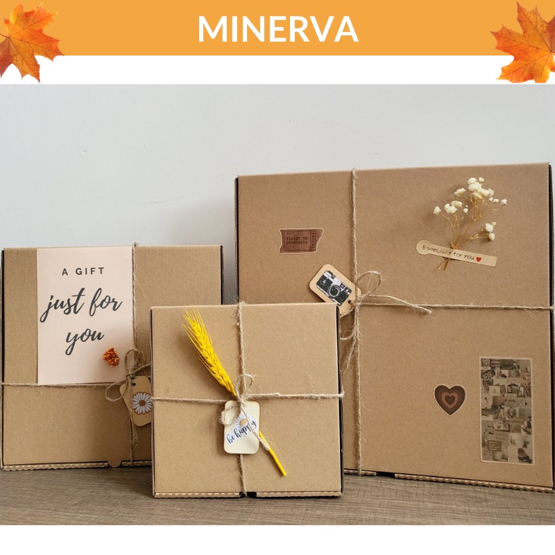 Hộp đựng quà tặng hoa khô, sticker màu craft phong cách retro