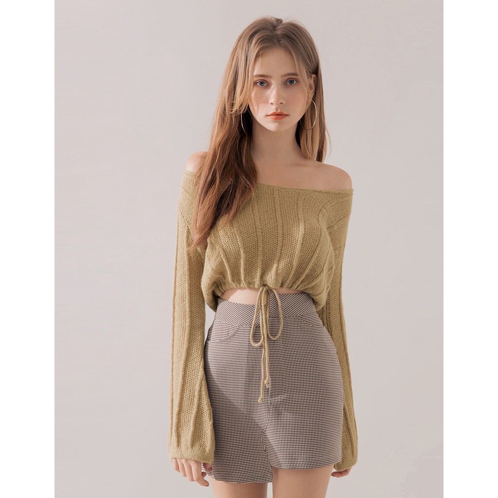 Áo len dệt gân tay loe dây rút eo nữ Air Space 2030112001 | BigBuy360 - bigbuy360.vn