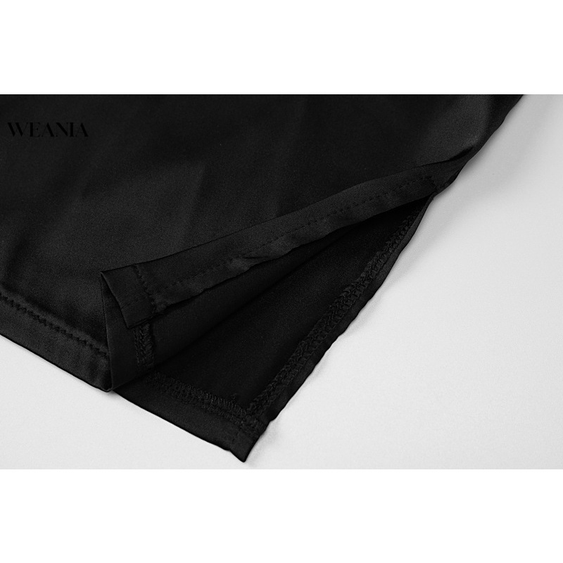 Đầm hai dây WEANIA hở lưng chất liệu satin lấp lánh quyến rũ