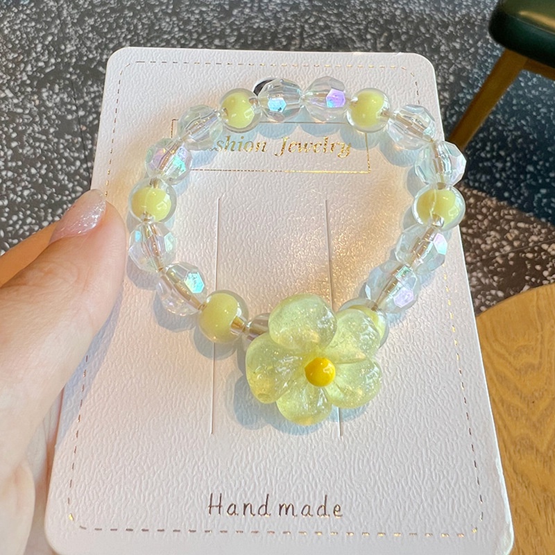 Dây Buộc Tóc Đính Hạt Co Giãn Cao Phong Cách Nhật Hàn Cho Bé Gái