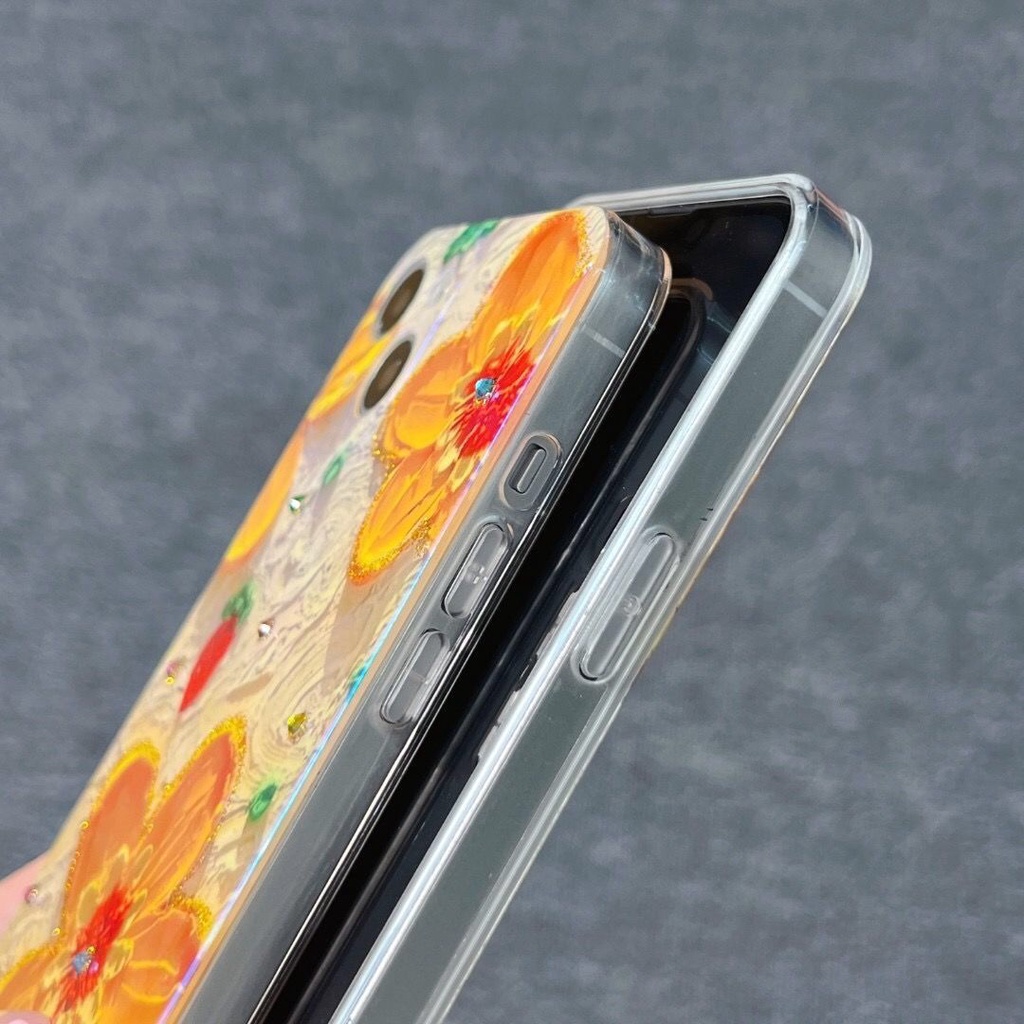 Ốp Điện Thoại Tranh Sơn Dầu Hình Cô Gái Và Hoa Cho iPhone 11 11ProMax 13 13 Pro Max 12 12Pro Max X XS XR