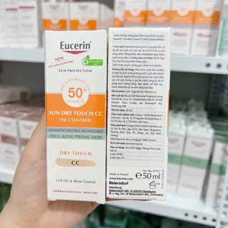 Eucerin Kem Chống Nắng Kiểm Soát Nhờn Trang điểm Sun Oil Control Dry Touch CC SPF50+ 50ml