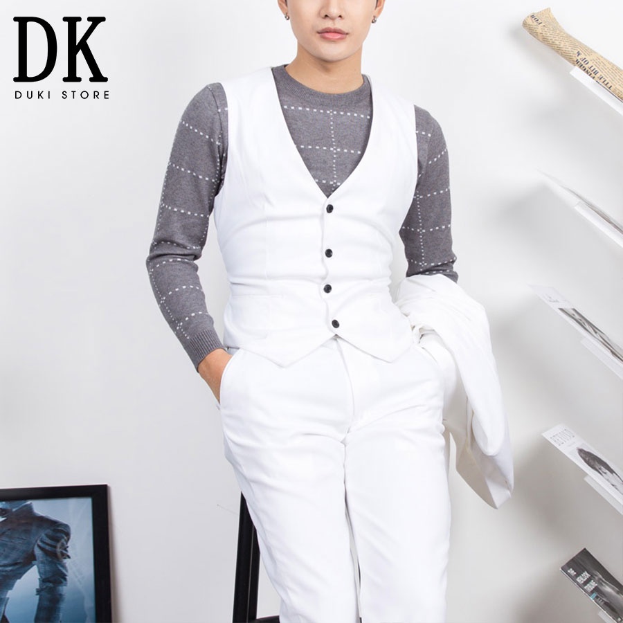 Áo gile nam màu trắng đẹp - DUKI STORE
