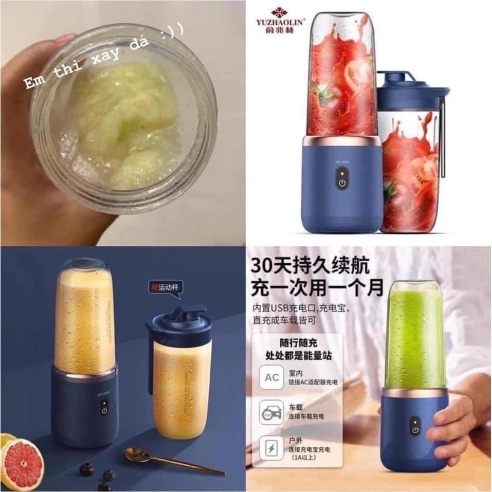 PVN44998 Máy xay sinh tố cầm tay sạc usb 6 lưỡi siêu khỏe tặng kèm nắp Giá Rẻ