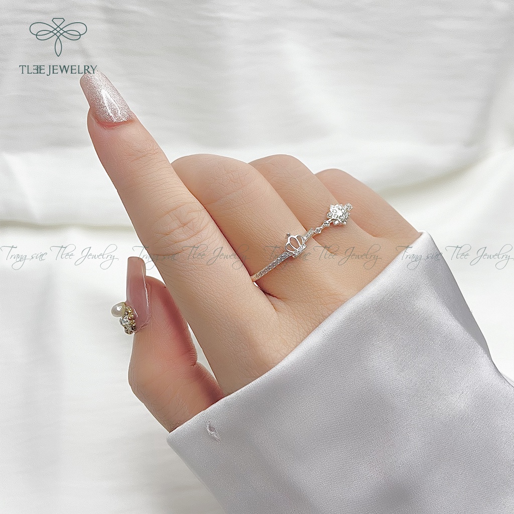 Nhẫn bạc nữ TLEE vương miện mini xinh xắn NCJ A0116
