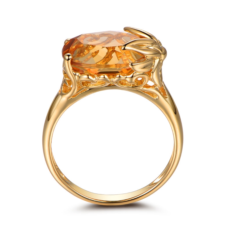 Nhẫn Xi Mạ Bạc Đính Đá Topaz Topaz Citrine Hình Oval