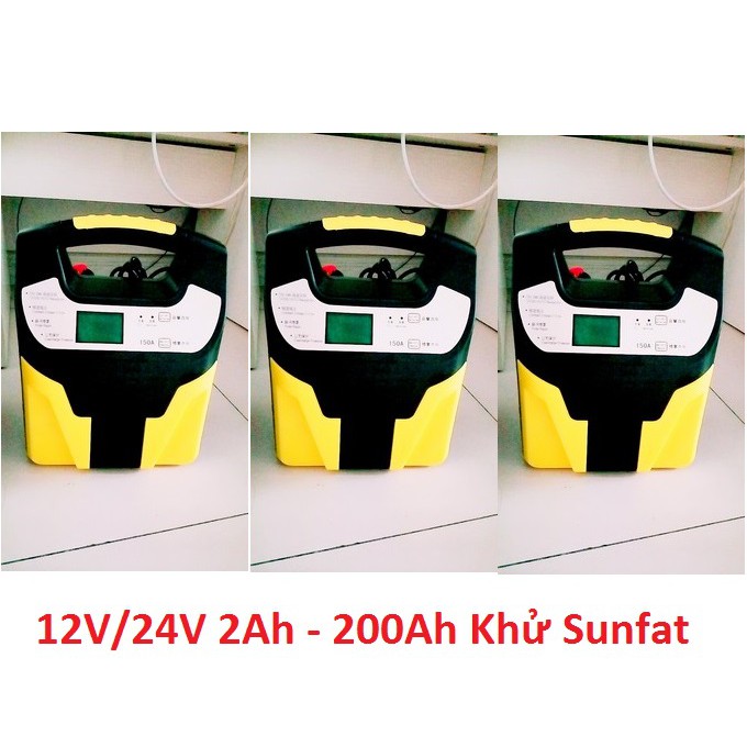 Máy nạp ắc quy tự động - Siêu Sạc Acquy 12v - 24v 200Ah - Sạc có tạo xung khử sunfat