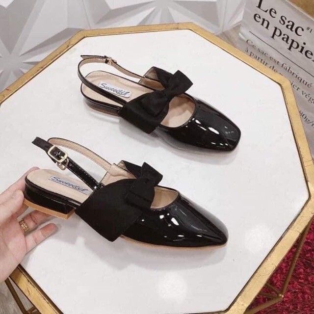 Giày búp bê nơ to quai cài da bóng | BigBuy360 - bigbuy360.vn