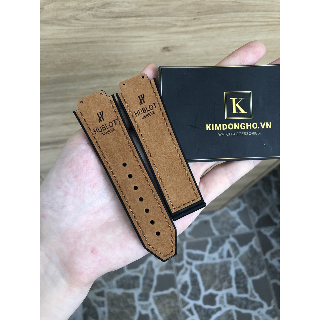 Dây Đồng Hồ HUBLOT Case 38 Da Lộn Màu Nâu Vàng Size Dây 15 - 23 - 20 TẶNG TOVIT THAY DÂY
