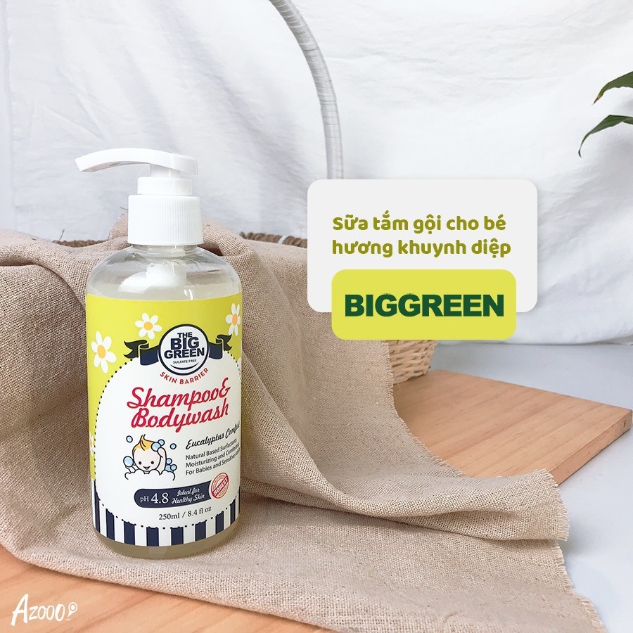 SỮA TẮM GỘI BIGGREEN CHO TRẺ SƠ SINH & TRẺ NHỎ HƯƠNG KHUYNH DIỆP 250ML HÀN QUỐC