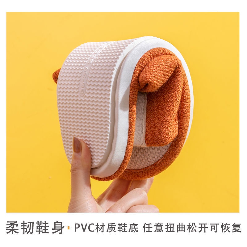 Dép đi trong nhà chất liệu cotton lanh chống trượt thời trang xuân hè cho cặp đôi