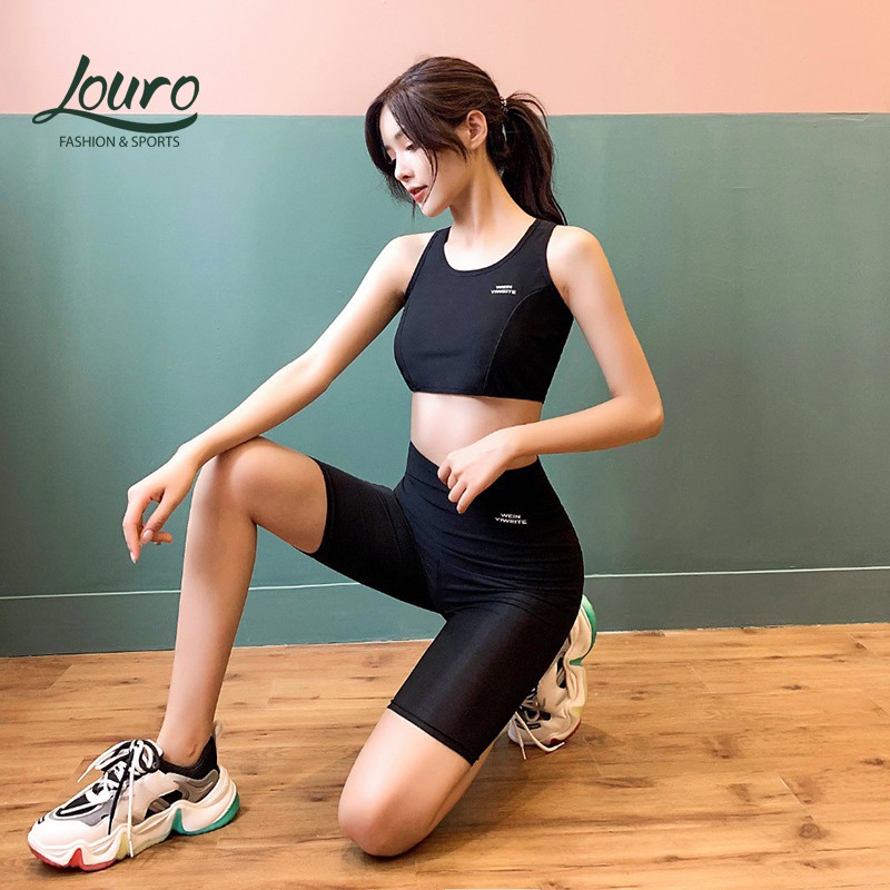 Quần short giảm mỡ bụng ra mồ hôi Louro, kiểu quần đùi sinh nhiệt giúp tan mỡ bụng gấp 5 lần, dùng tập gym, yoga, đạp xe