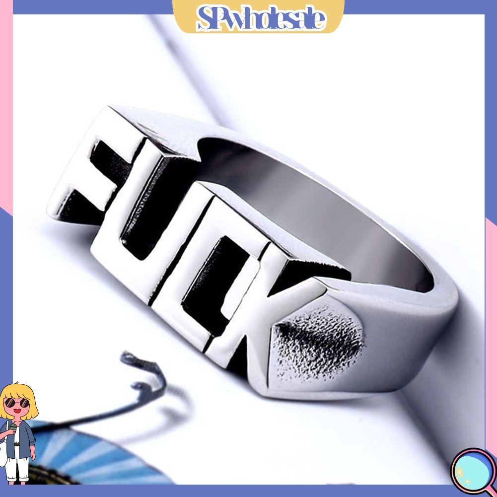 {SPwholesale} Nhẫn thép không gỉ hình chữ cái thời trang hiphop