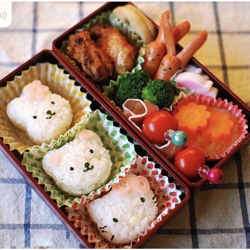Set 3 khuôn làm cơm nắm, ăn dặm cho bé, hình thỏ, gấu, mèo kitty siêu đáng yêu