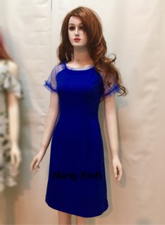 Đầm chữ A tay raglan phối lưới