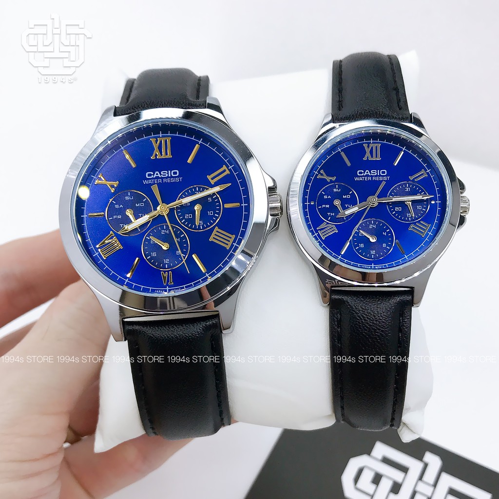 Đồng hồ cặp Casio MTP-V300L-2A / LTP-V300L-2A2 dây da, chống nước 50m, hàng chính hãng