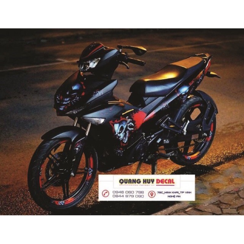 Tem Trùm Exciter 150 Đầu Lâu Đỏ Đen,Team Decal Ex150 SKULL