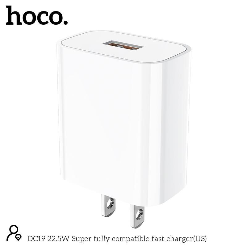 Bộ sạc nhanh Micro Hoco DC19 22.5W hỗ trợ PD QC 3.0 VOOC cho điện thoại Android: Samsung, Oppo, Vivo... dùng cổng Micro