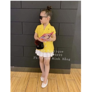 Sét áo vest vàng chân váy xoè trắng hàn quốc cho bé 10-25kg
