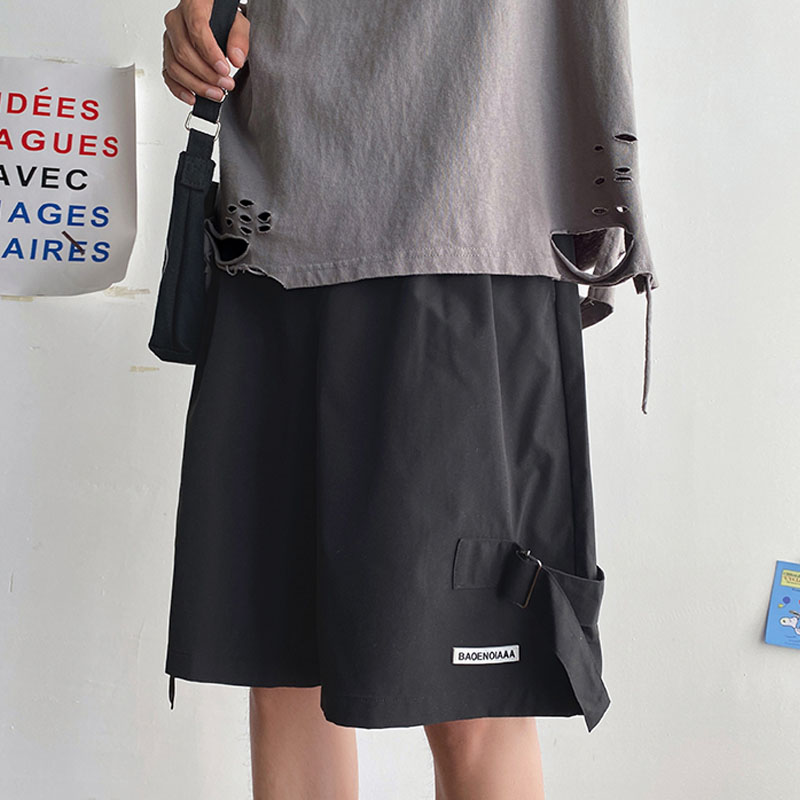 Loose Short Male Pants Fashion Design Baggy Men's Shorts Unisex Solid Color Korean Harajuku Trend Clothing
