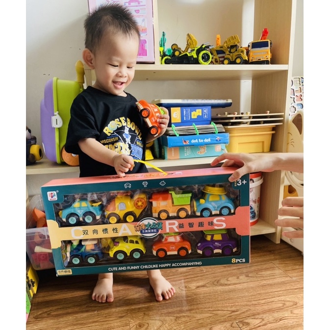 Set 8 xe oto poli đồ chơi, xe ô tô đồ chơi hoạt hình, xe ô tô chạy đà, ôtô đồ chơi mini cho bé từ 2 đến 4 tuổi